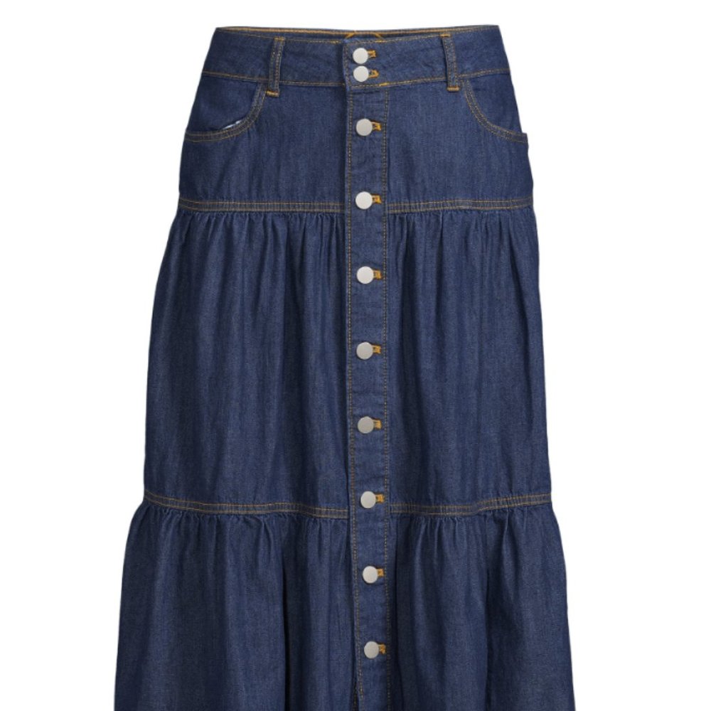 Time and Tru Women's  Classic Tiered Blue Denim jeans Skirt.